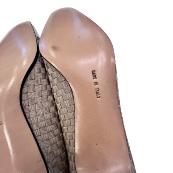 🎉SALE🎉 Salvatore Ferragamo Beige Fabric Weave Heels 6 AAAA GLAM Luxury NIB - Picture 8 of 16